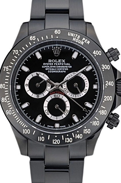 Aaa replica Black Rolex Ion Tachymeter Black Steel Stainless Black Dial Plated Strap Daytona 80247 0605
